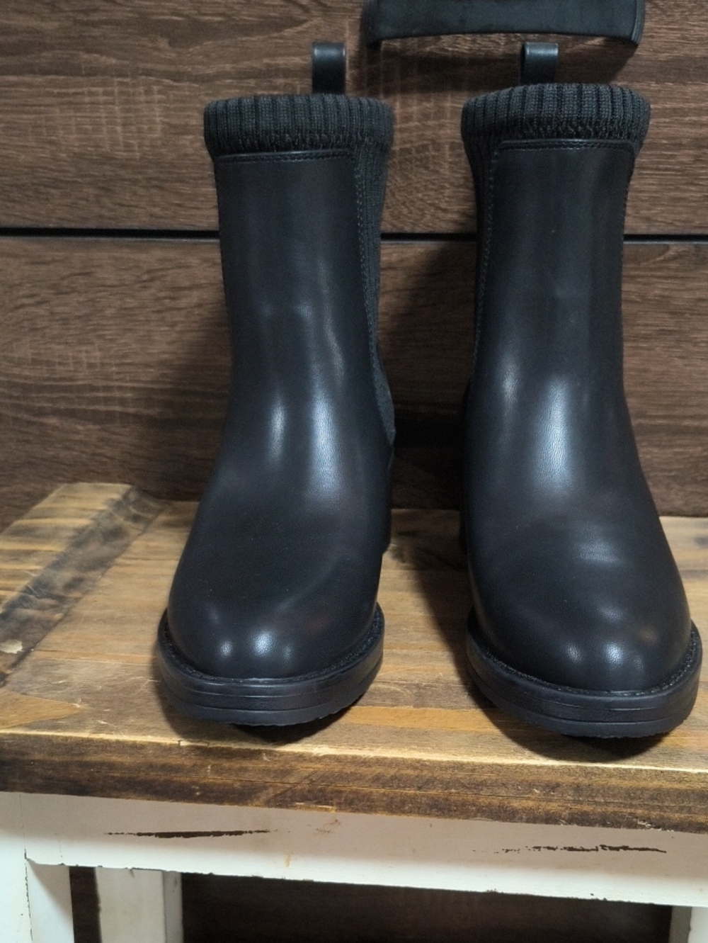 Sonoma Black Knit-Cuff Ankle Boots